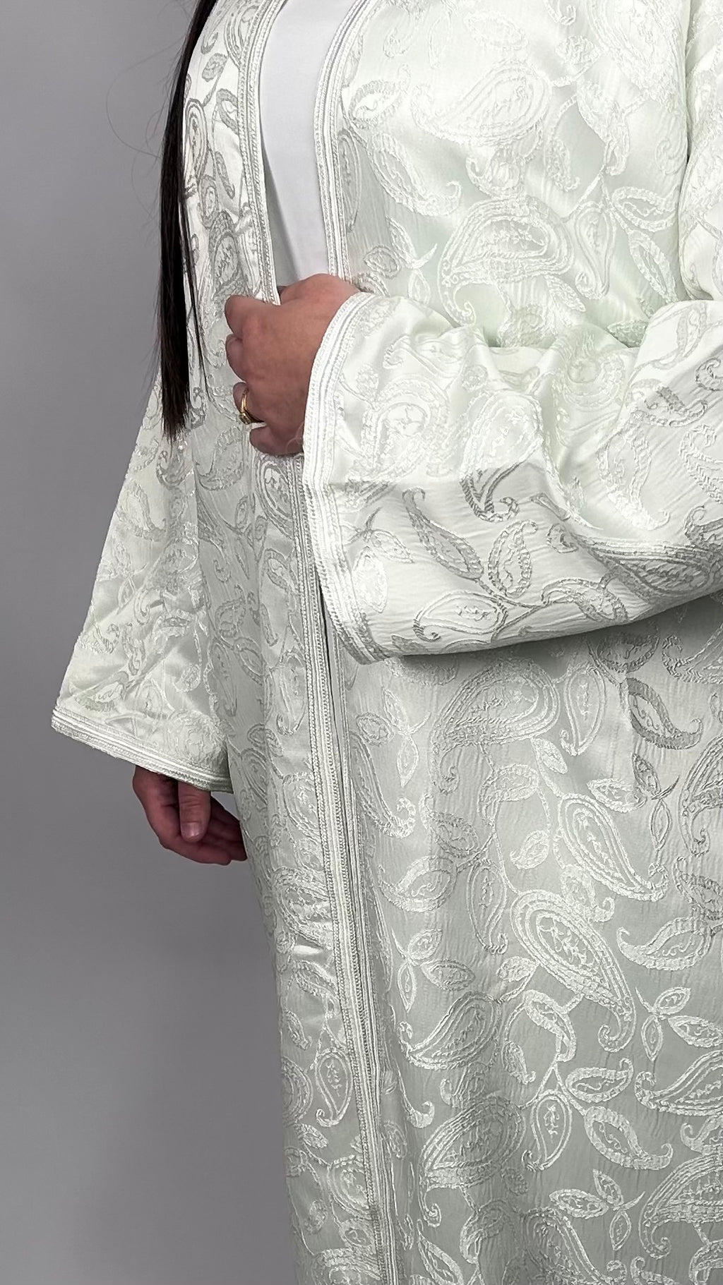 Kimono brocard vert d’eau