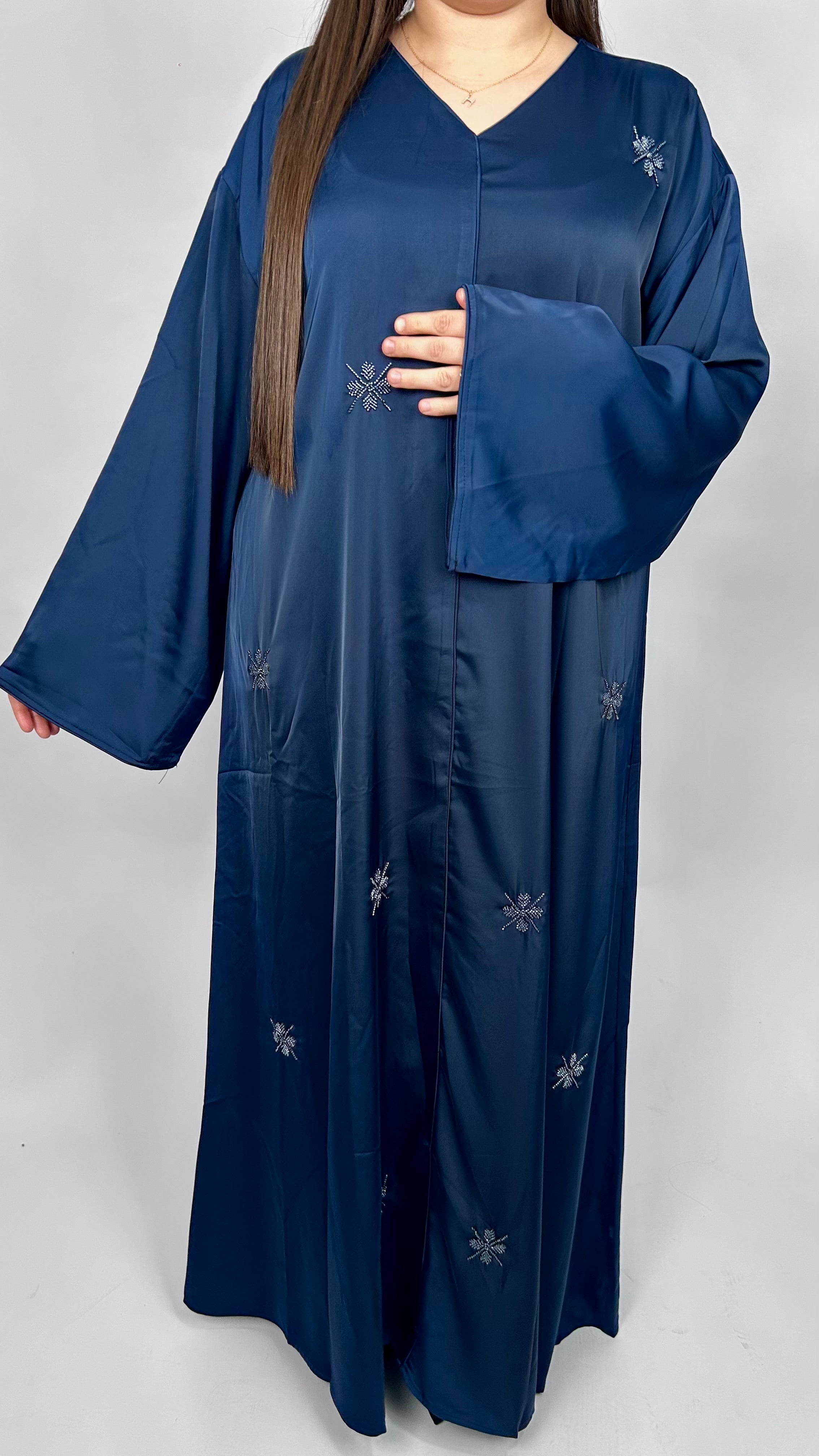 Abaya perlée - Bleu Marine